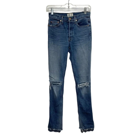 Cotton Citizen Skinny Distressed Jeans Low Rise Raw Hem Women’s 24 Made In USA - Picture 1 of 11